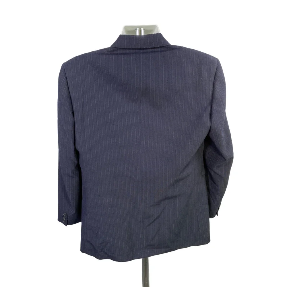 Adolfo Men's Blue Striped 2 Button Long Sleeve Blazer Jacket - 42